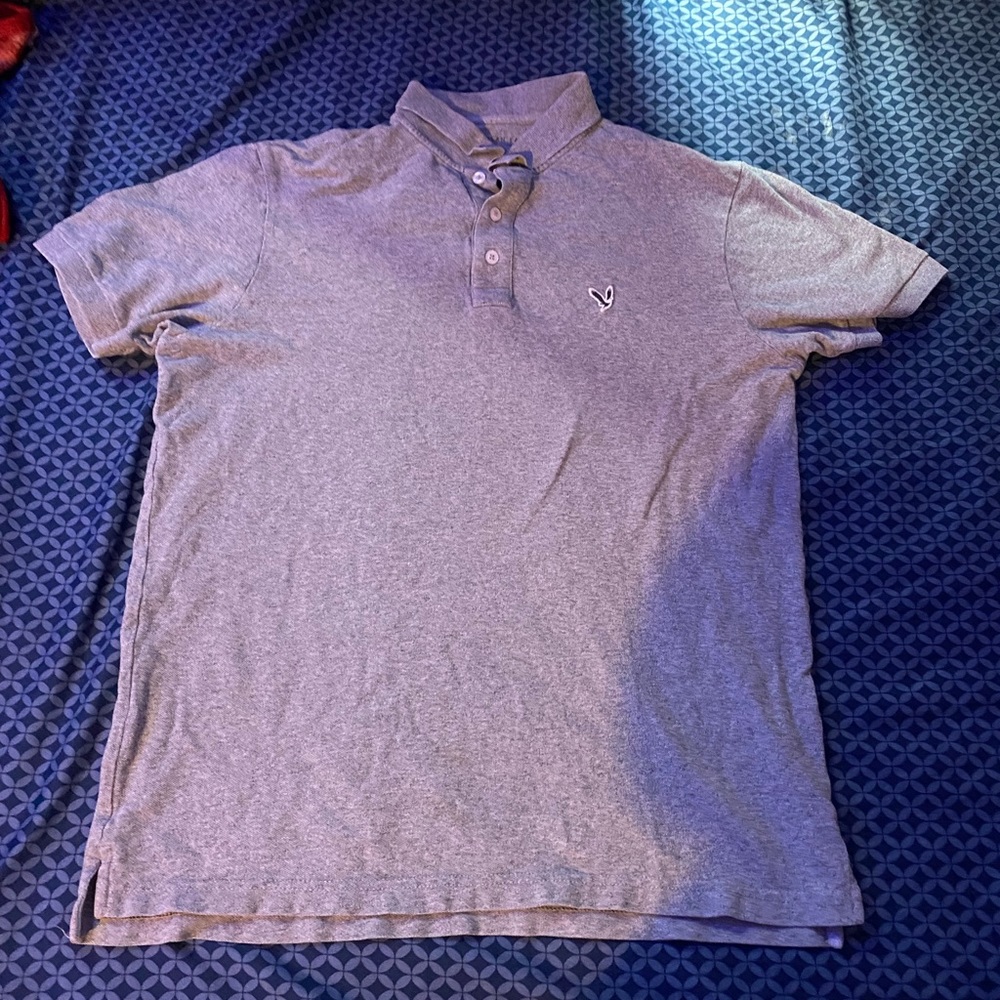 Gray American Eagle Polo Shirt Size ADULT MEDIUM